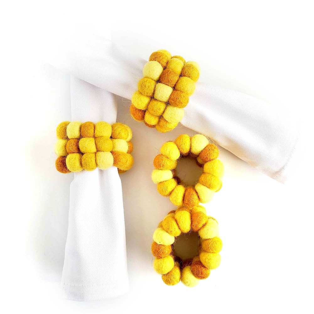 Felt Three Strand Napkin Rings, Set of 4