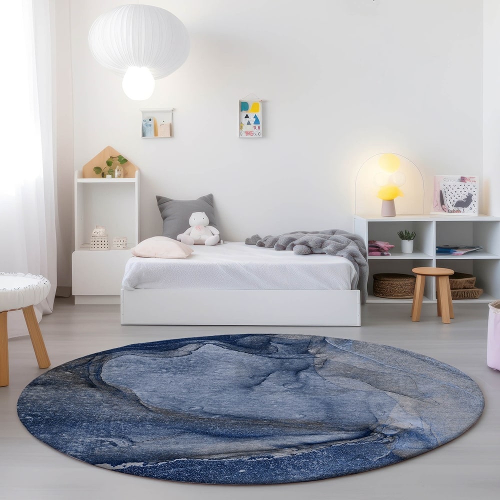 Machine Washable Indoor/ Outdoor Abstract Chantille Rug