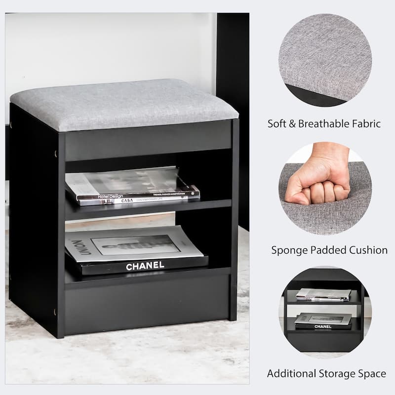 Costway Vanity Table Set with Lighted Mirror 8 LED Bulbs Large Drawer - See Details