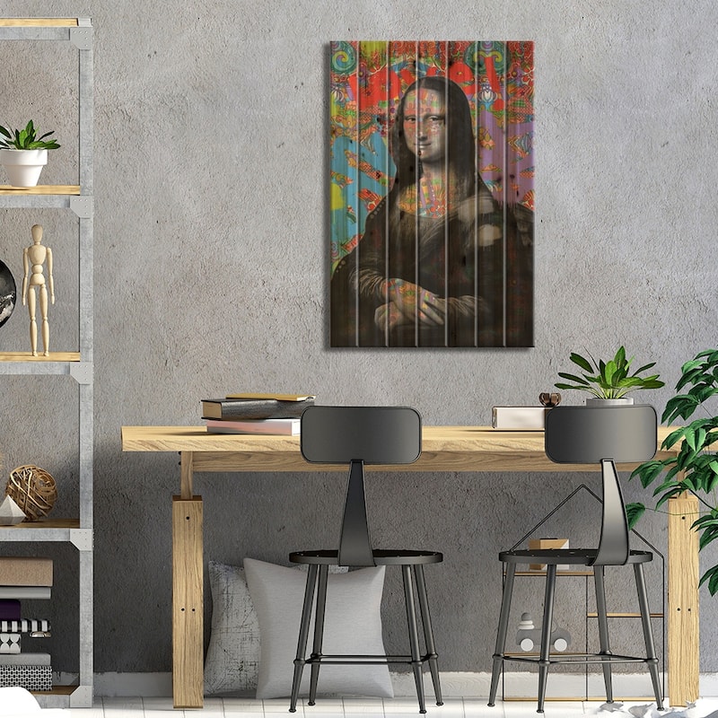 Mona Lisa Print On Wood by Dean Russo - Multi-Color