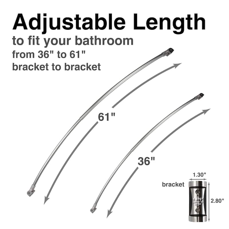 Curved Shower Curtain Rod Adjustable 36 to 61 inches by JS Jackson Supplies