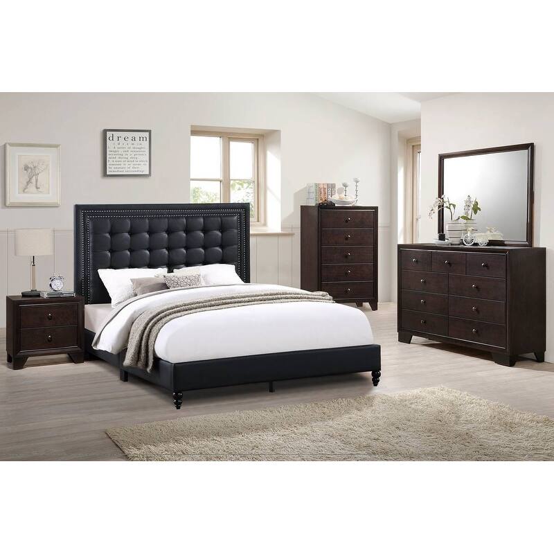 Modern Bedroom Nightstand,2 Drawers Bed Side Table Rubberwood