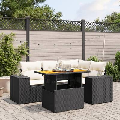 vidaXL Patio Sofa Set with Cushions Lounge Sofa Sections 5 Piece Poly Rattan - 21.7 x 39.4 x 28.7