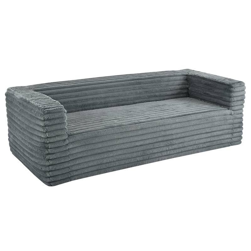89" Grey Fabric Corduroy 3-Seat Sofa, No Assembly Required