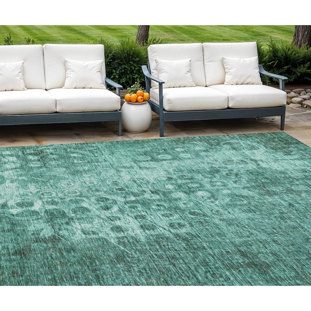 HomeRoots Ikat Transitional Rectangle Outdoor Rug