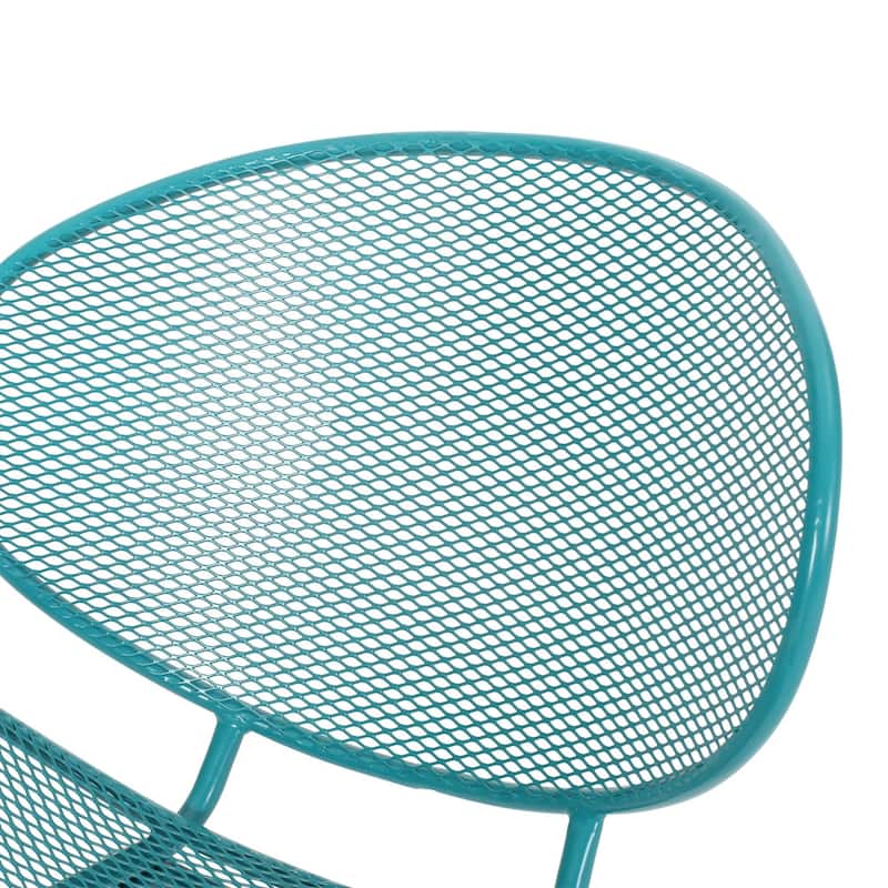 Roomfitters Outdoor Chat Set 3 Piece Metal Conversation Seating Mesh Design Iron Chairs