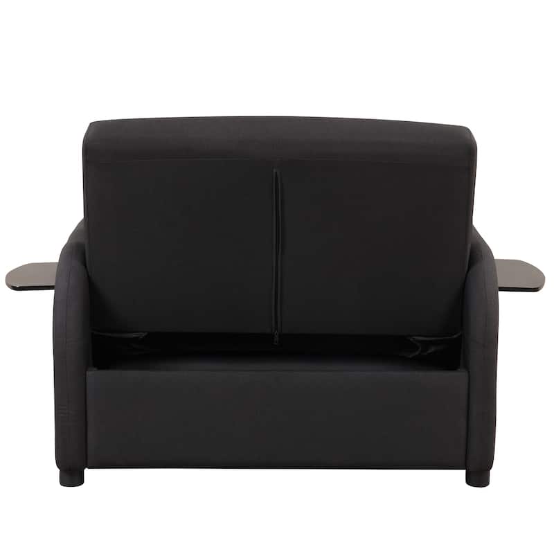 Roomfitters 3-in-1 Pull-Out Sofa Sleeper with 2-Wing Table USB Charging Port for Living Room Recreation Room