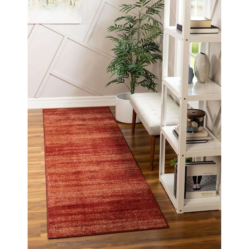 Contemporary Weby Collection Area Rug - 2'x6' - Terracotta