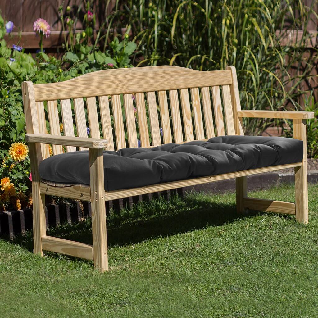 Ebony Outdoor Wicker Settee Cushion 44 x 19 in Solid Black - 19" x 44" x 5"