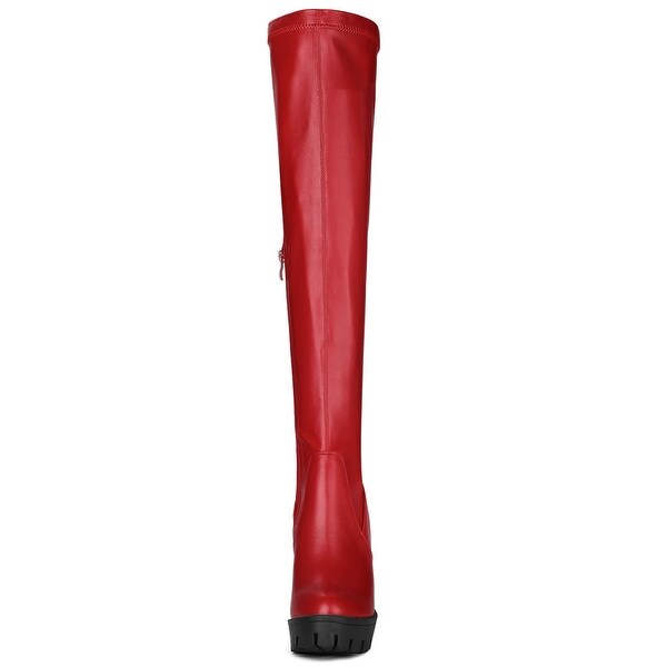 knee high boots chunky heel