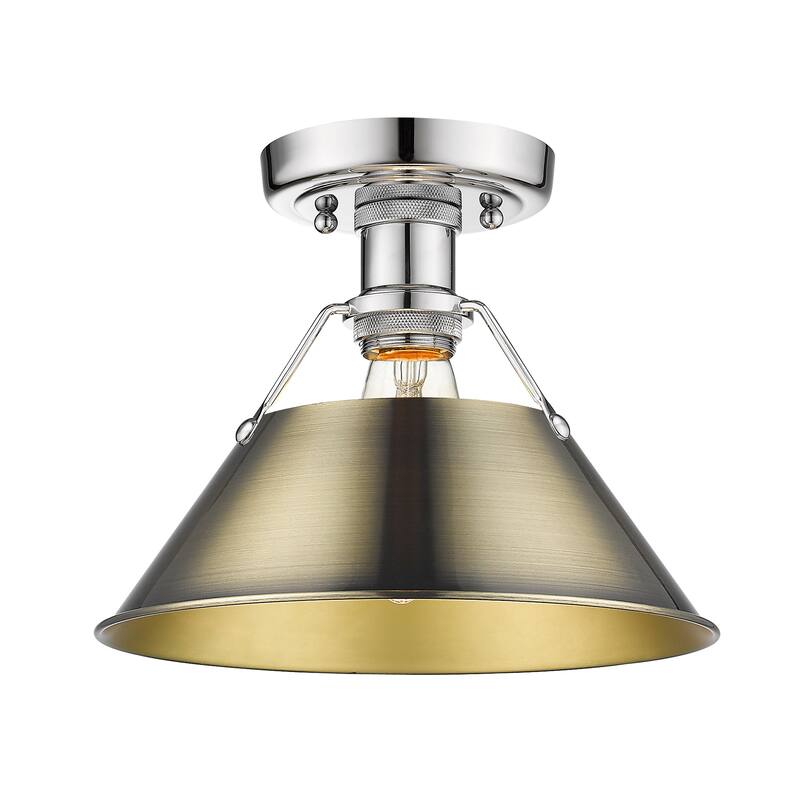 Yep by Golden Lighting Orwell 1-light Flush Mount in Chrome and Aged Brass shade - Silver