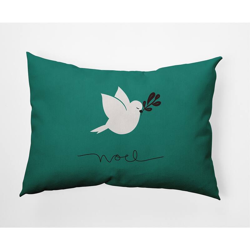 Noel Bird Christmas Soft Spun Polyester Decorative Throw Pillow - Specialty - Mint
