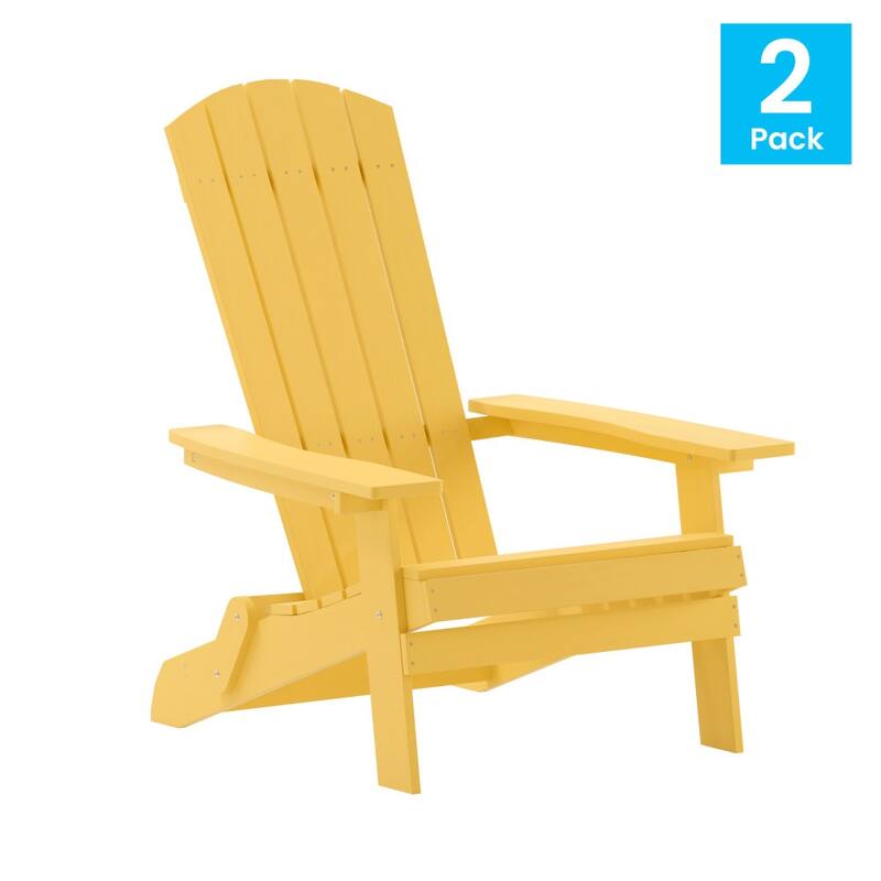 Set of 2 Poly Resin Folding Adirondack Chair-Indoor/Outdoor Patio Chair