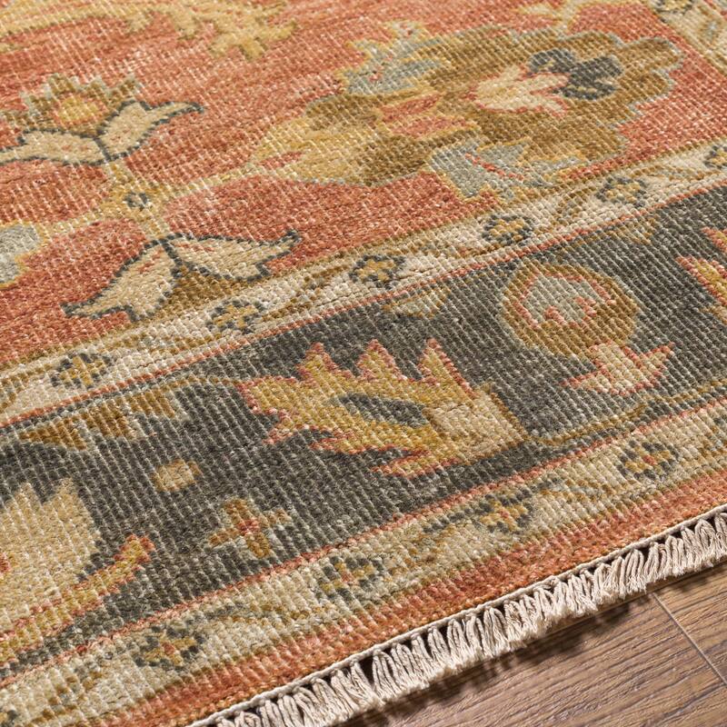 Orange Hand-knotted Wool Area Rug - 8' Round