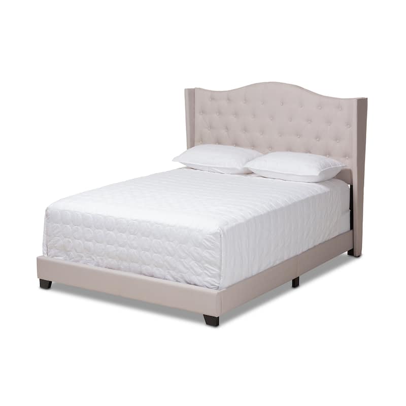 Luxury Tufted King Bed with Headboard - Grey Fabric Upholstered Bedroom Furniture