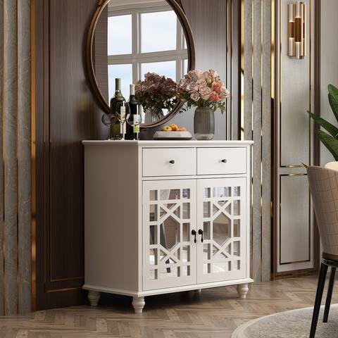 Accent Storage Cabinet with 2 Mirror Doors Sideboard Buffet Display