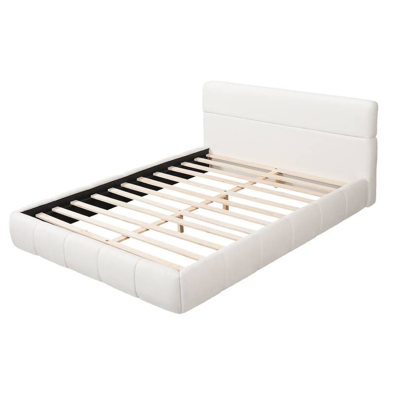 Christopher Knight Home - Sio Modern Boucle Upholstered Platform Bed Frame with Wooden Slats Support, No Box Spring Needed