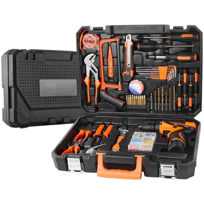146 Piece Portable General Steel Household Hand Tool Set with Comfortable Grip - 17.13 x 12.60 x 4.53 inch