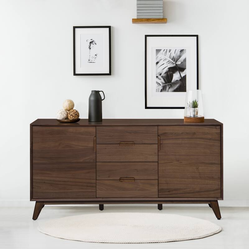 Rye Studio Santos Mid-Century Modern Walnut 3 Section Sideboard