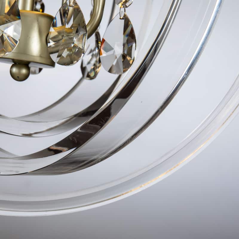OB - 4-Light Modern Clear Globe Ghost Chandelier With Crystal And Champagne Candlestick - W16'''