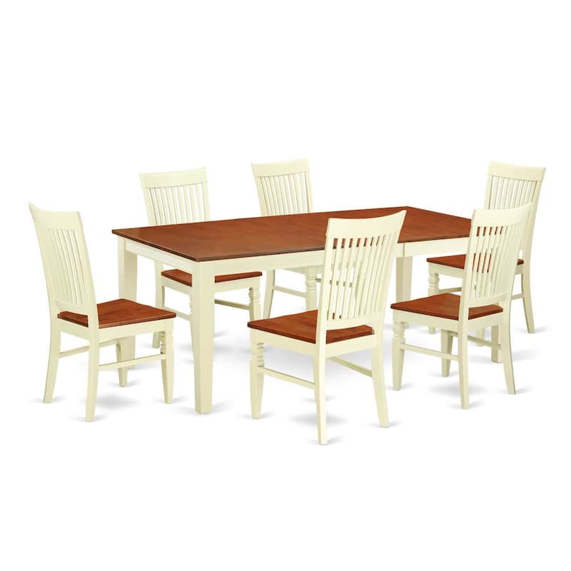 Dinette Set 7 Piece Round Table & 6 Chairs Kitchen Dining Room Set Wood