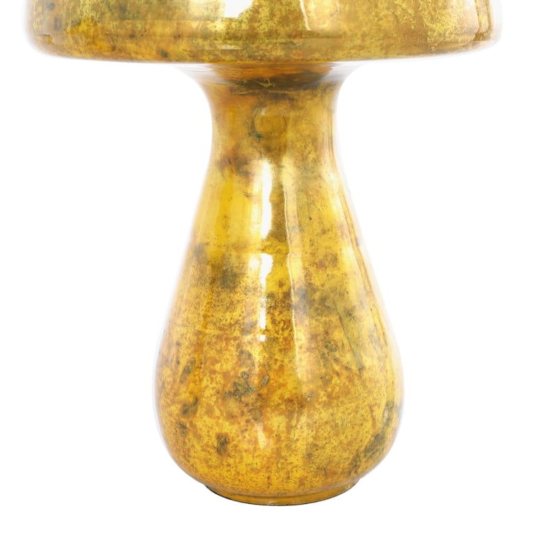 Gold, Green or Champagne Glass Handmade Glossy Weathered Mushroom Sculpture (Set of 2)