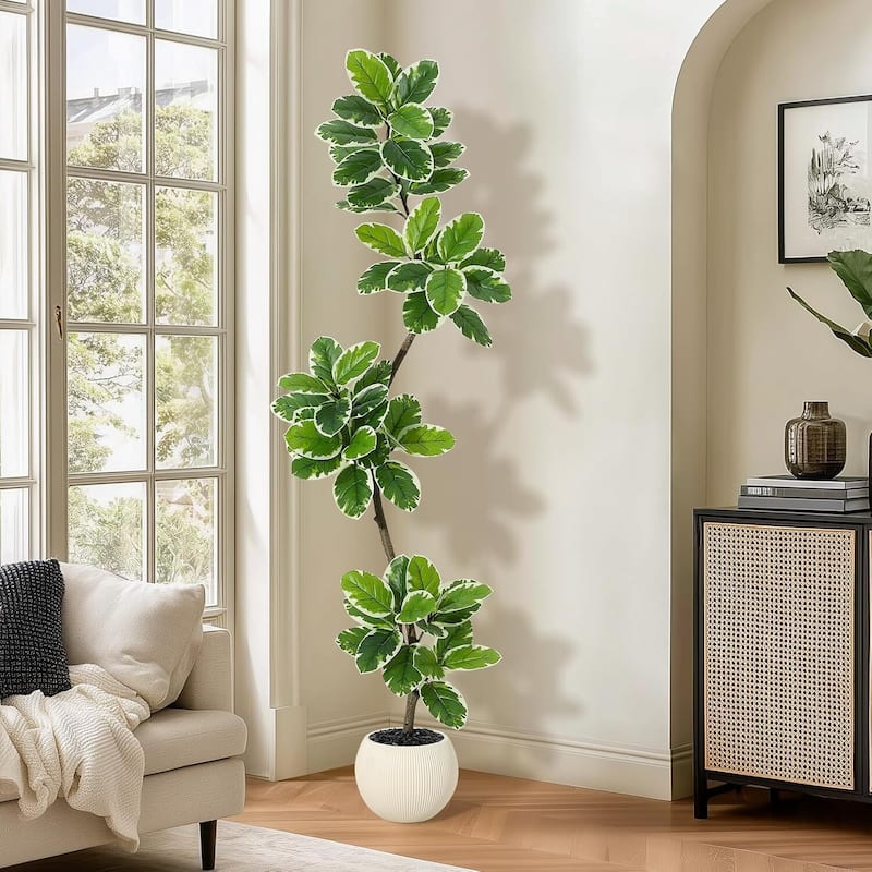 Home Fiddle Leaf Fig Tree Artificial Faux Rubber Tree for Home Decor
