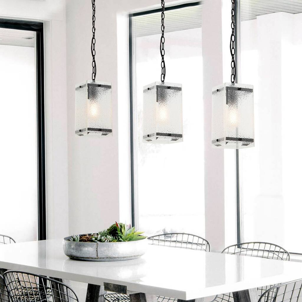 Modern 1-light Mini Pendant Light Fixture with Seeded Glass Shade