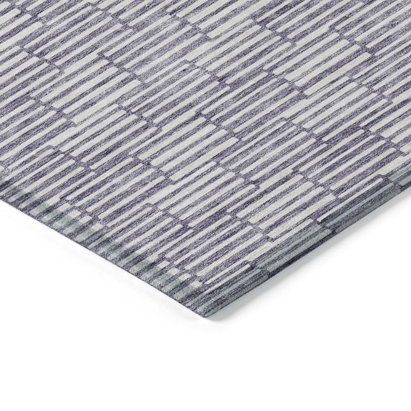 Machine Washable Indoor/ Outdoor Chantille Stripe Blocks Rug