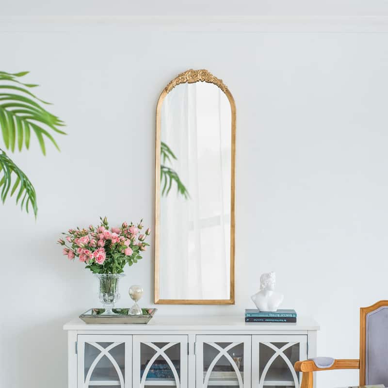 Wood Floor Mirror Full Body Mirror Dressing Make up Mirror - Gold