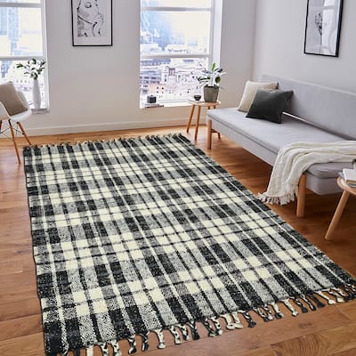 Carbon Loft Whishaw Charcoal Jute Handspun Plaid Area Rug