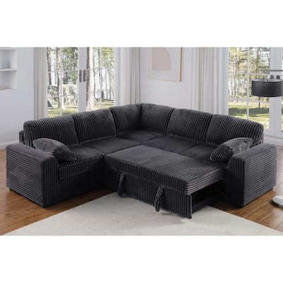 L-Shaped 5-Seat Couch with Pull Out Bed