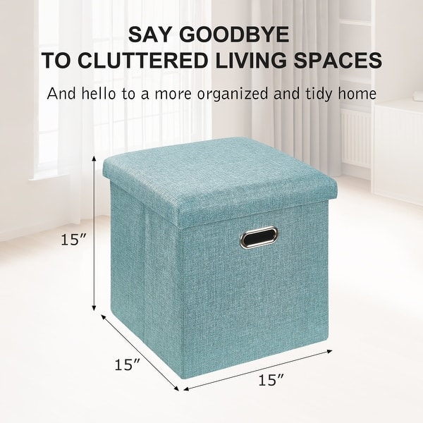 dimension image slide 6 of 9, Ottoman Storage Ottoman Footrest Stool Small Ottoman with Storage Foldable Ottoman Foot Rest Footstool Bench