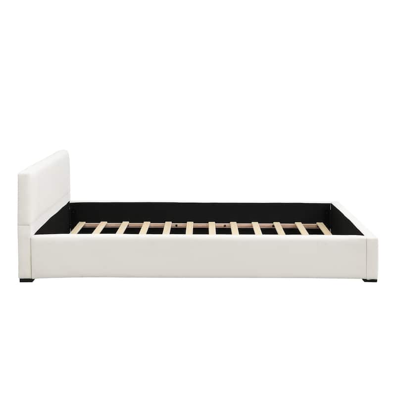 Christopher Knight Home-Zenobia Wide-Edge Polyester Upholstered Bed with Headboard