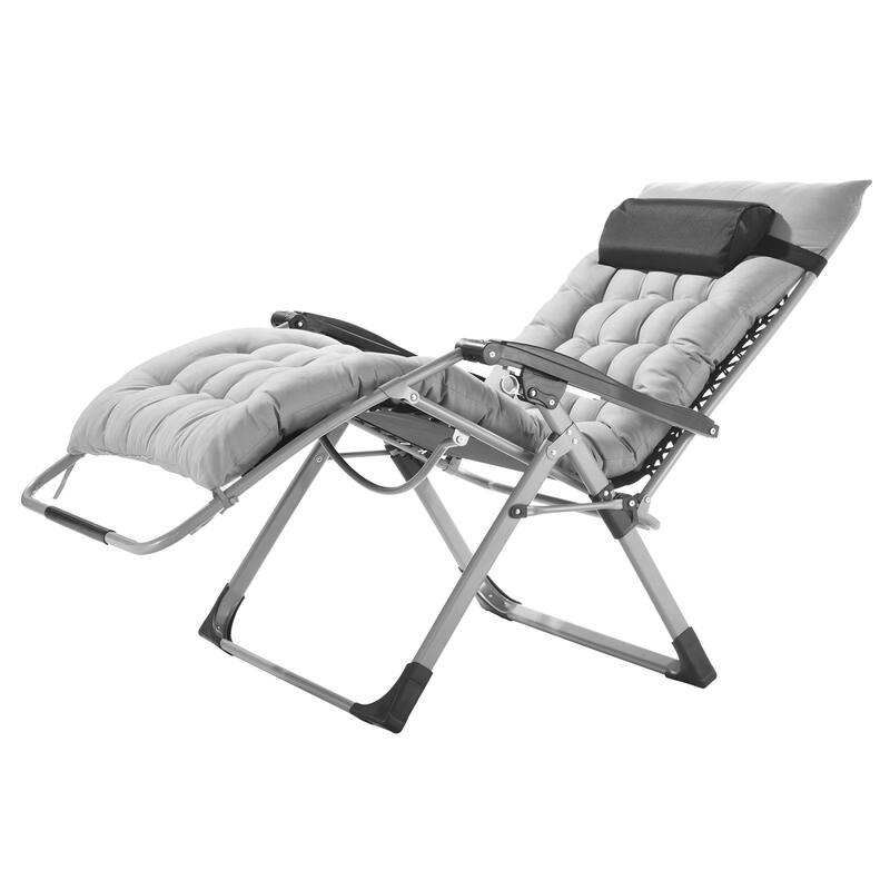 33 Inch Zero Gravity Recliner Lounge Chair with Steel Tube Frame and Thick Cushioned Pad - 34.05 x 32.48 x 43.7 in