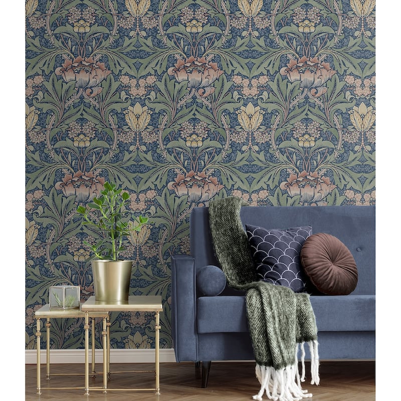 Seabrook Designs Acanthus Floral Prepasted Wallpaper