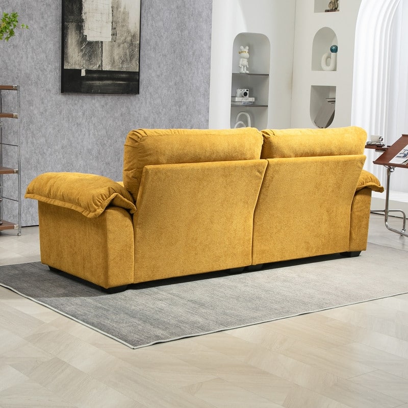 84" Chenille Loveseat Sofa with Memory Foam&Pocket Springs, Deep Seat Couch with 2 Throw Pillows