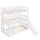 preview thumbnail 7 of 7, White Twin-over-Twin-over-Twin Triple Bunk Bed with Built-in Ladder and Slide, Guardrails