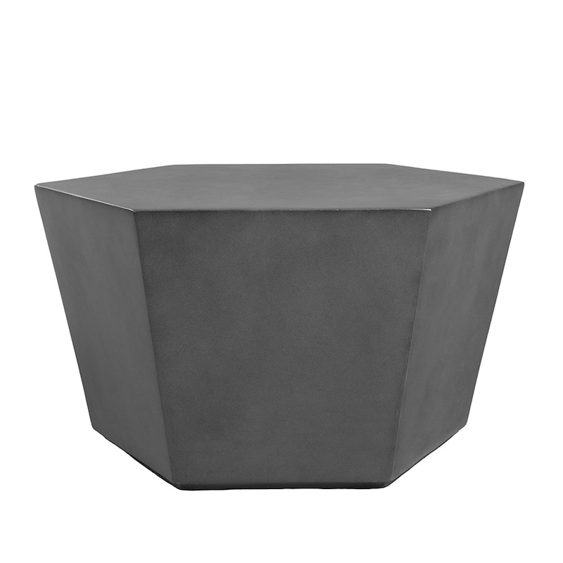 UPHA 28-inch Outdoor Patio Hexagon Magnesium Oxide Furniture Coffee Table - Dark Grey