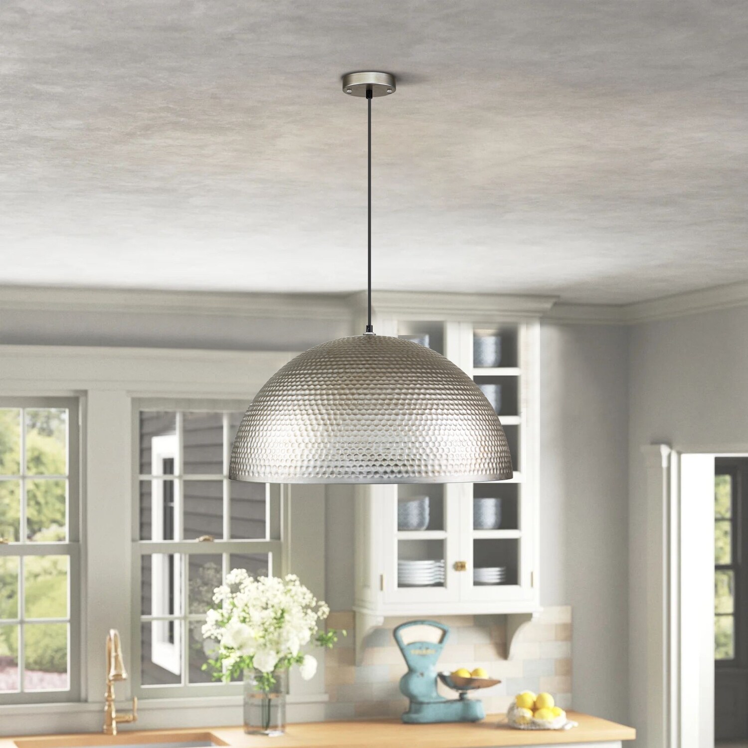 Rodan hammered metal on sale dome pendant light