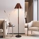 preview thumbnail 2 of 5, Mid-Century Modern Floor Lamp with Faux Leather Shade - 65 inch