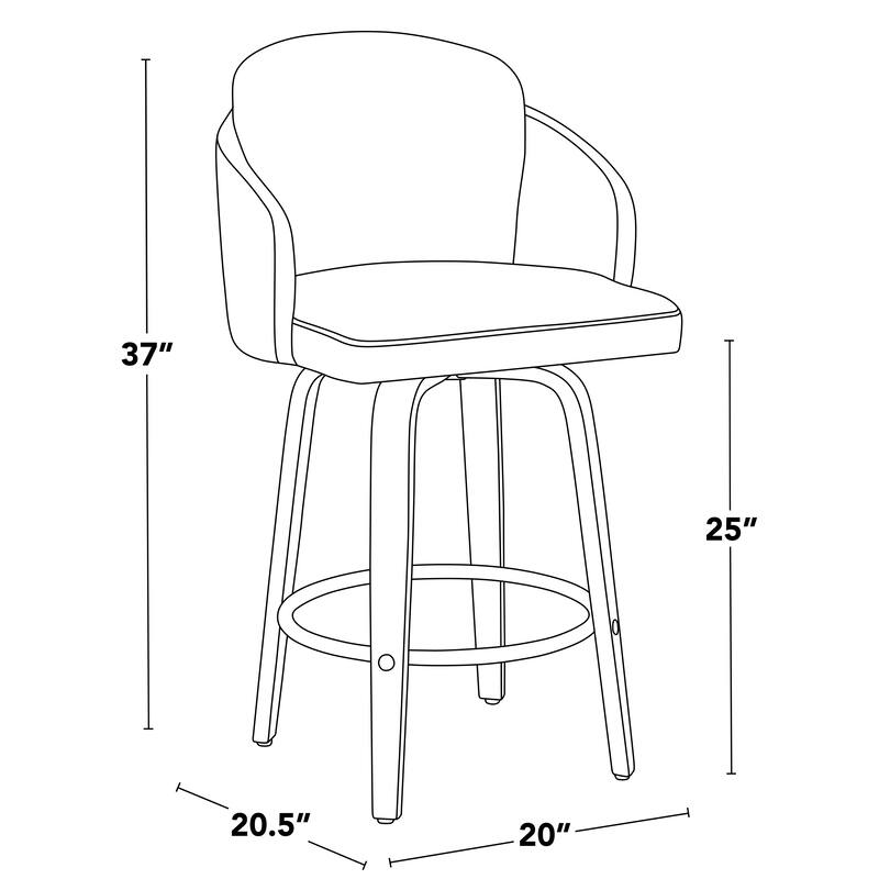 Porch & Den Dahlia 26" Counter Stool with White Bent Wood Legs (Set of 2)