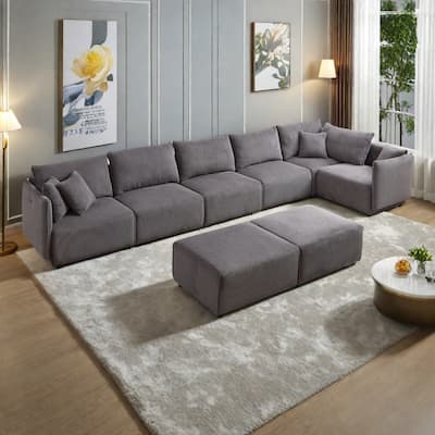 106.3" Corduroy Modular Sectional Sofas with USB-C Charging and 4 Comfort Cushions (Set of 2)