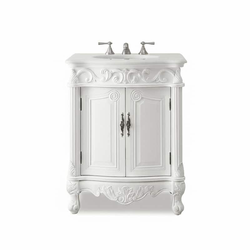 27" Benton Collection Hayman Victorian White Bathroom Vanity