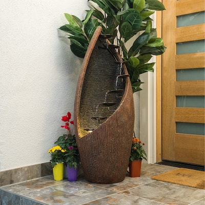Alpine Corporation 43" Tall Indoor/Outdoor Tiered Fountain with Replaceable LED Lights