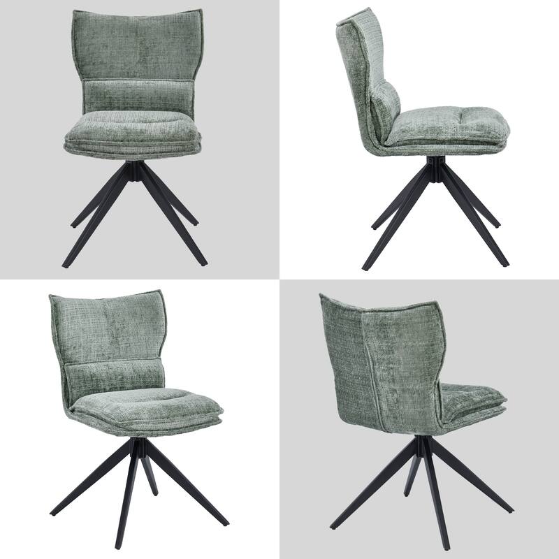 Modern Upholstered Swivel Dining Chairs Accent Side Chairs with Metal Legs