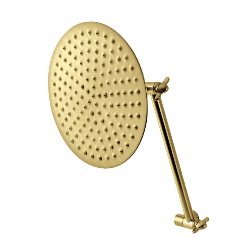 Victorian Shower Head with Adjustable Shower Arm - Brushed Brass