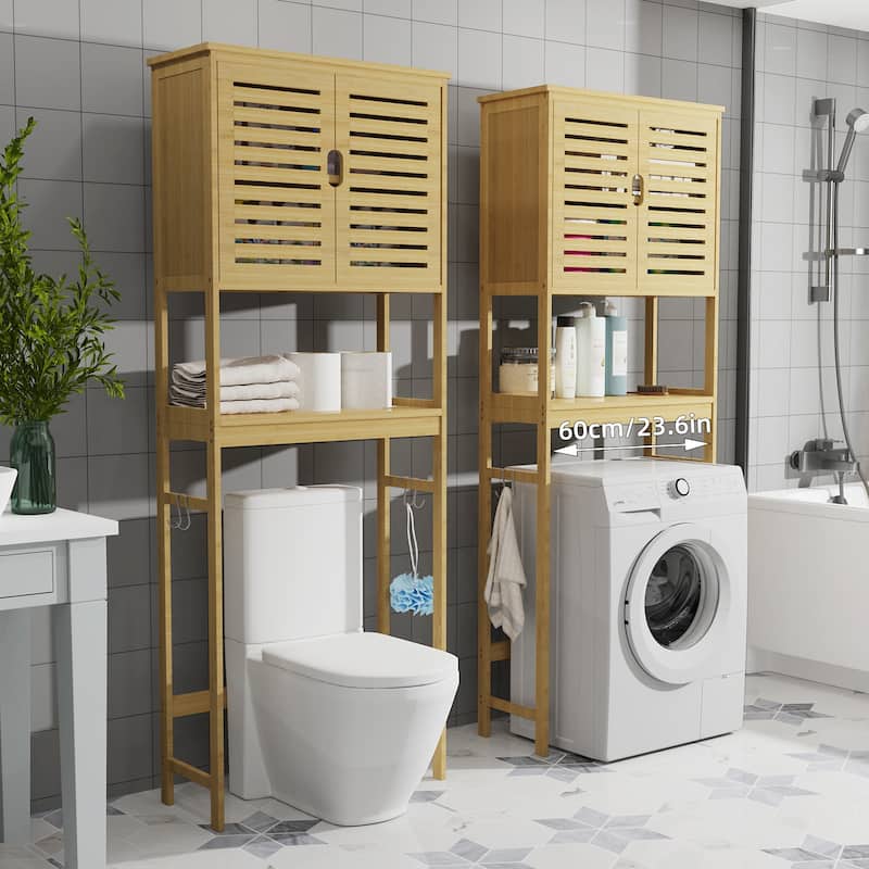 Bathroom Over The Toilet Storage Cabinet Organizer With Doors Shelves - 25" x 10" x 69"