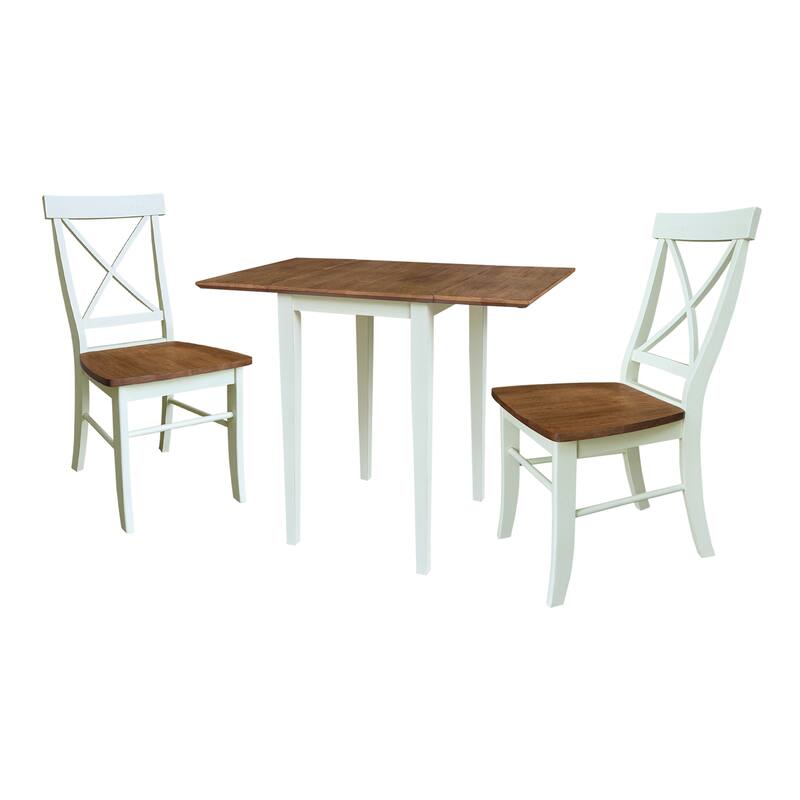 Solid Wood Dual Drop Leaf Table with Two Chairs - 3 Piece Set
