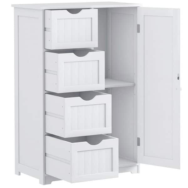 Costway Bathroom Wood Organizer Shelf Storage Rack with Cabinet
